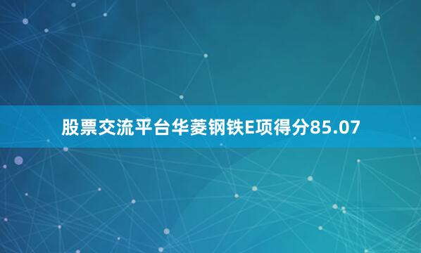 股票交流平台华菱钢铁E项得分85.07