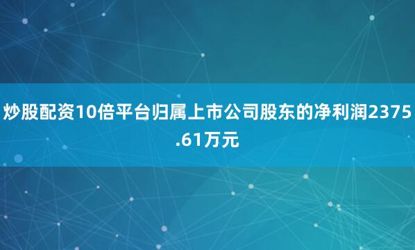 炒股配资10倍平台归属上市公司股东的净利润2375.61万元